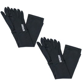 MILASIC TN-FCAM-BK Arm Cover, Finger Out, Cooling Sensation, UV Protection, Set of 2, Black x Black, Women's, Non-slip, Cute, Anti-Slip, Sports, Long, For Summer