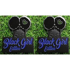 2pcs Custom Black Girl Edition Car Badge Emblem Decals Compatible Vehicles, Doors, Body, Car Side Fenders, Car Trunk Badges, Stylish Dynamic Look (Bla