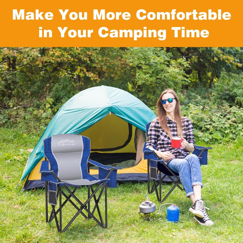 SAILARY 2PCS Folding Camping Chair Portable Outdoor Heavy Duty Padded