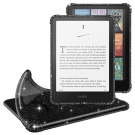 MoKo Hülle für 7" Kindle Paperwhite(12. Generation) 2024 und Kindle Colorsoft Signature Edition (1. Generation), Ultradünne Weiche Hülle TPU Klar Rückseite Schutzhülle Durchsichtig, Glitzer Schwarz
