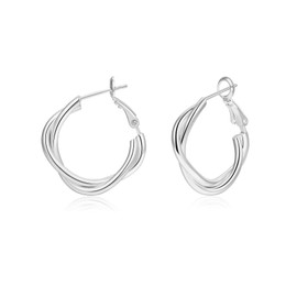 Twisted Hoop Earrings for Women Gold-Plated Chunky Hoop Earrings Thick Hypoallergenic Hoop Earrings for Girls Twist Earrings, Copper, Cubic Zirconia