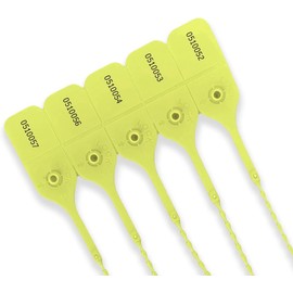 100 X Yellow Security Tags Numbered Pull Ties Secure Anti-Tamper Seals