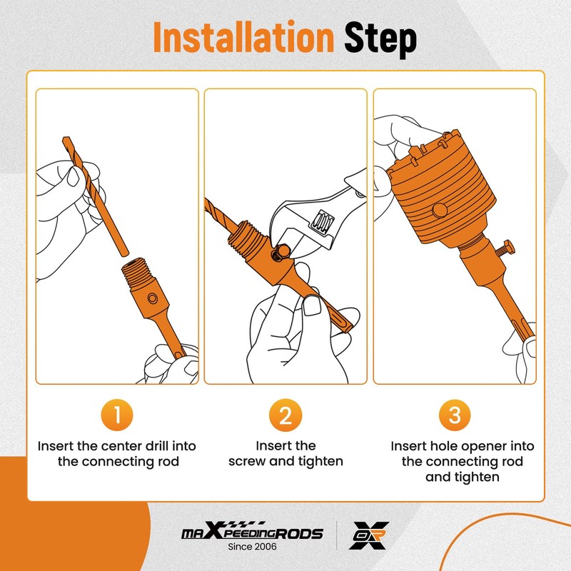 maXpeedingrods 6PCS Concrete Hole Saw Kit, 40 65 80 100