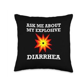 Funny Explosive Diarrhea Travel Apparel Ask Me About My Explosive Diarrhea Cruise Airplane Traveler Throw Pillow, 16x16, Multicolor