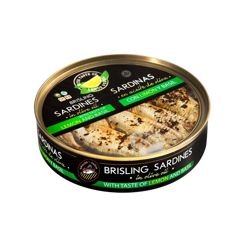 Grilled Catch Wild-Caught Baltic Brisling Sardines (Sprats) in Olive Oil