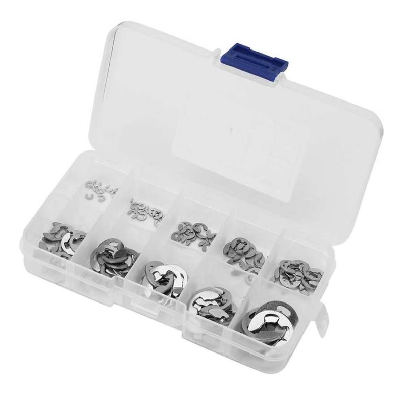 Fasizi 120Pcs 304 Stainless Steel E-Clip Retaining Circlip Assortment Kit