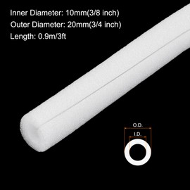 Rebower 2pcs Pipe Insulation Foam Tube 10x20mm 3ft Heat Preservation Foam Pipes [for Copper Water Pipe Freeze Protection] - White