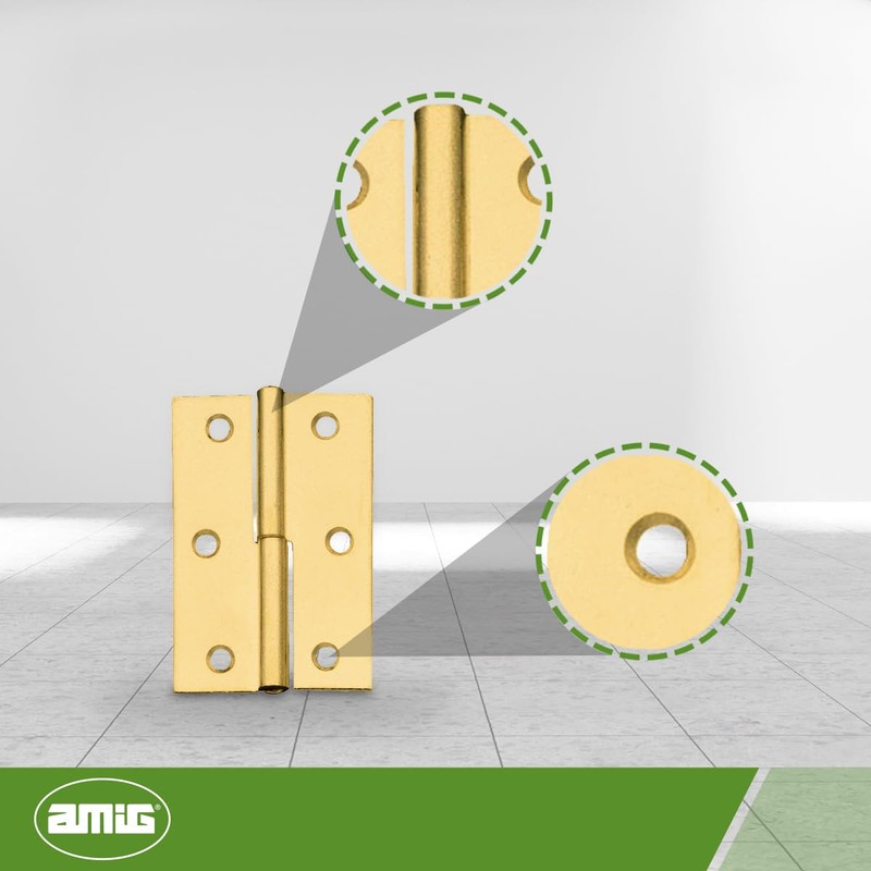 Amig - 2er Pack Möbel-Scharniere - Rechtsöffnung - Messingstahl -