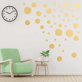 Pack of 264 Wall Stickers Dots Gold Dot Wall Stickers, Gold Dot Stickers Wall Stickers for Children's Room, Living Room Decoration, Round Golden Wall Foil Dots Living Room Bedroom Wall Decals