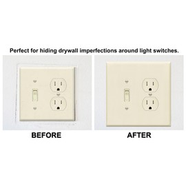 OVERSIZED 2 Gang Combo Metal Wall Plate - Ivory - (1) Outlet - Duplex with (1) Toggle Style Combination Light Switch Plate Cover, Stamped Steel Painted Beige, Made in USA, UL Listed, 5.5 x 5.5