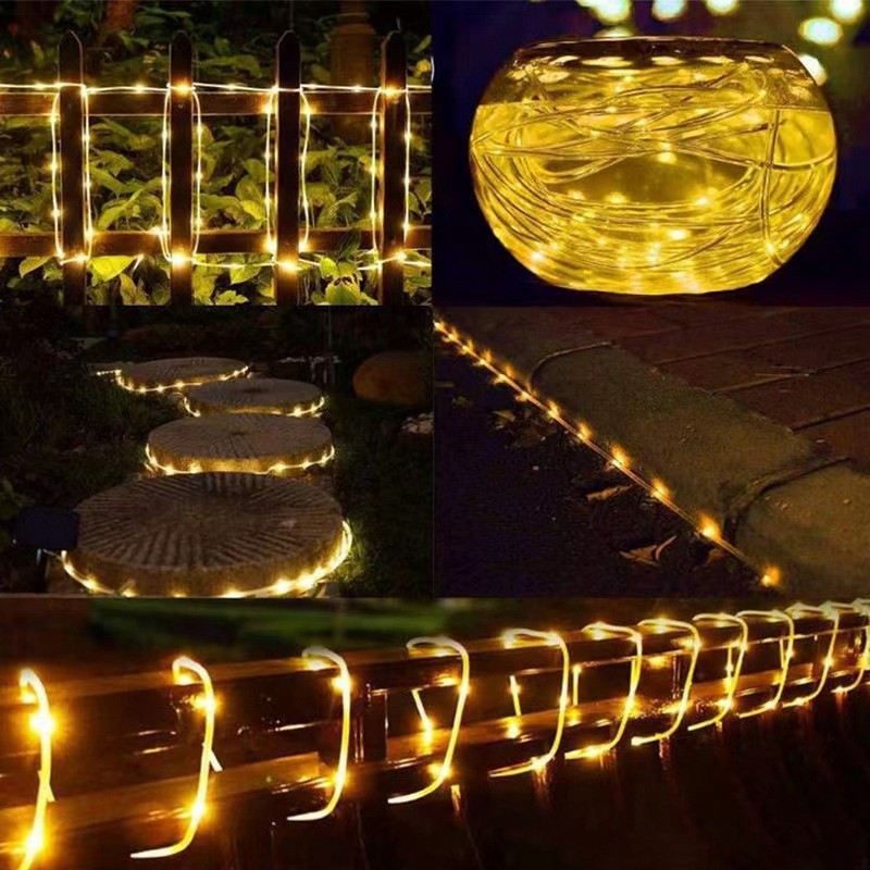 Solar Rope String Lights Waterproof High Brightness LED Solar String