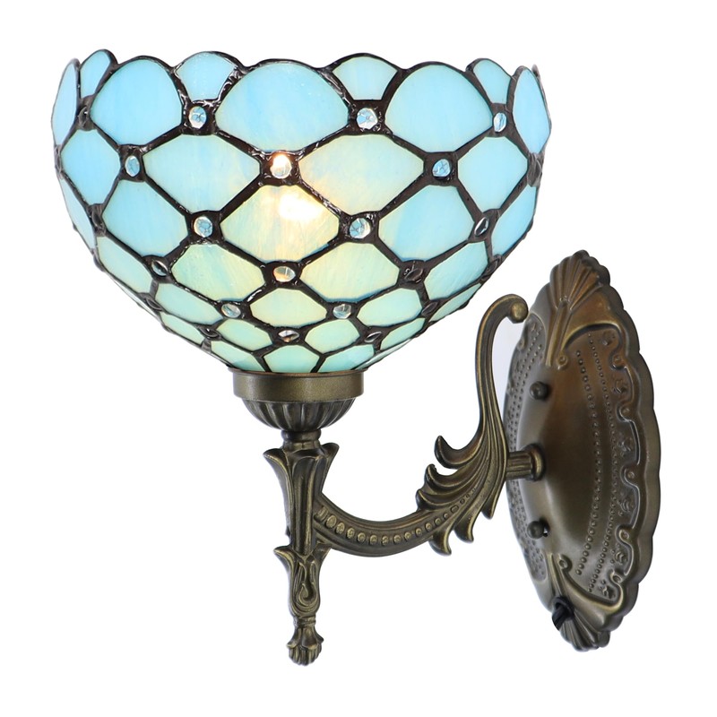 HWDFEI Tiffany Sconce Lamp Stained Glass Wall Lamp,8X10.5X11 Inch Plug
