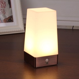 WRalwaysLX 3 Modes Battery Powered Small Table Lamp,Bedside Lamp Wireless PIR Motion Sensor LED Night Light,USE 3x1.5VAAA Battery,Sensitive Portable Moving Lamp for Kids Room,Hallway,Bedroom