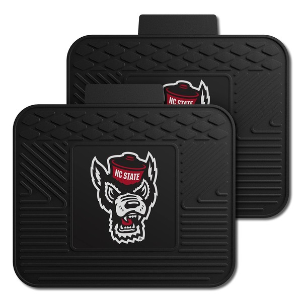 FANMATS 12264 NCAA NC State Wolfpack Back Row Utility Car Mats - 2 Piece Set, 14in. x 17in., All Weather Protection, Universal Fit, Deep Resevoir Design, Molded Team Logo