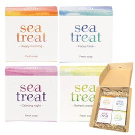 sea treat Fresh Soap, Set of 4, Gift, Moisturizing, Additive-free, Organic, Mineral, Luxurious Bath Time