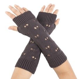 VUCDXOP Winter Knitted Gloves for Women, Fingerless Arm Warmers, Fine Knit, Long Hand Warmers, Warm Knitted Gloves, Plus Warmers, Hand Warmers, Arm Warmers for Women, AX-Dark Grey
