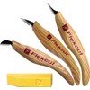 Flexcut Tan Wood Carbon Steel Slim Handle Detail 3pc Fixed Blade Knife Set KN400