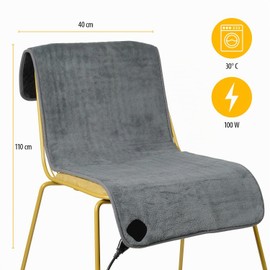 Tristar BW-4772 Electric Chair Cushion - 110 x 40 cm - 6 Heat Settings - 90 Minute Timer - Removable Control - Machine Washable - Quick Heating - Non-Slip & Adjustable