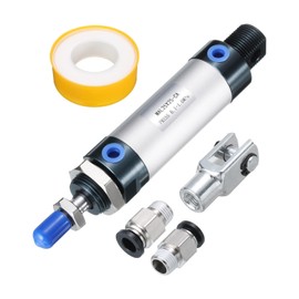 PATIKIL Pneumatic Air Cylinder 25mm Bore 25mm Stroke, MAL16 Single Rod Double Action with 1Pcs Y Connector, 2Pcs Fitting, 1Pcs Tape for Automatic Equipment, Silver