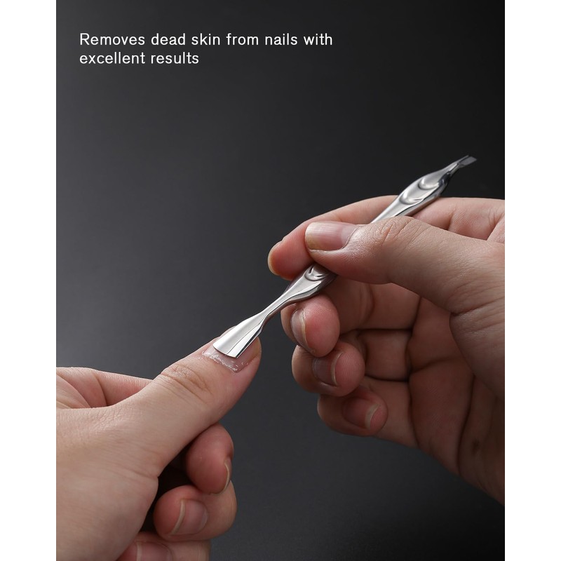 FERYES Cuticle Pusher with Fork, 2-in-1 Cuticle Trimmer Nail Care