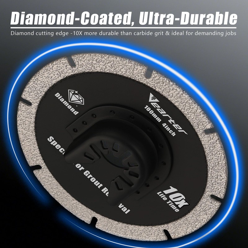 Vearter Diamond Oscillating Tool Blade 4PCS, 4" Circular Oscillating Saw