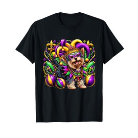 Mardi Gras Yorkshire Terrier Dog T-Shirt