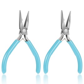 2 Pack Needle Nose Pliers for Jewelry Making, 4.5 Inch Small Needle Nose Pliers Jewelry Chain Nose Pliers Craft Pliers for Wire Bending, Repair, Object Grasping (Blue)