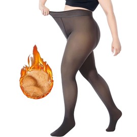 Fleece Lined Plus Size Tights Women Black Tights Women Leggings Women's Winter Tights Oversize Fleece Lined Pantyhose Opaque Warm（Plus Size Black）