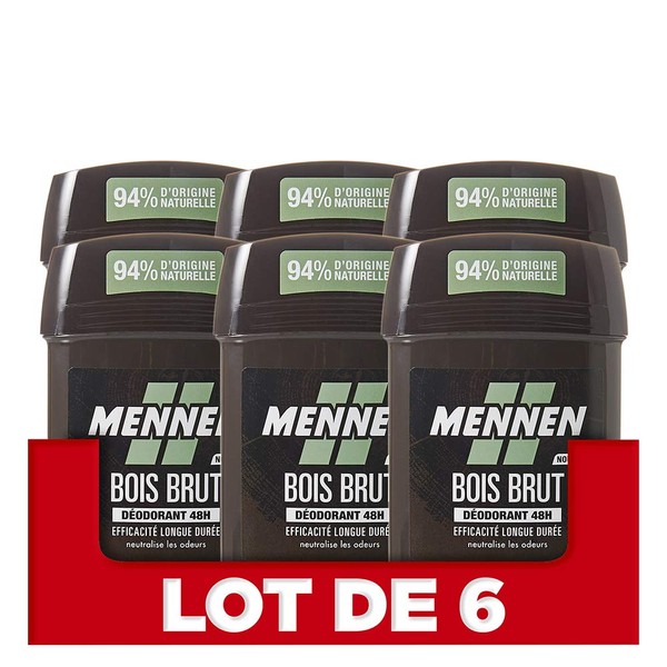 MENNEN - Deodorant Stick for Men - Antiperspirant Effectiveness 48 Hours - Natural Force Wood Untreated - 50ml - Pack of 6
