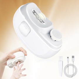 Electric Automatic Nail Clipper with Light, Nail Clipper and File Polisher 2 in 1, Fingernail Cutter with Scraps Storage, USB Rechargeable Safety Fingernail Trimmer for Baby, Kids, Seniors and Adult