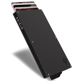 AKIELO Kartenetui mit RFID Schutz und Geschenkbox – Minimalistische Geldbörse Herren – Kompakte Wallet und Kontaktloser Kreditkartenschutz (Alpha - Titan Ausgabe)