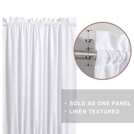 KOUFALL French Door Curtain Set of Single Panel,Linen Narrow Curtains for Door Skinny Sidelight Side Light Double Window,25x72 72 Inches Long,White