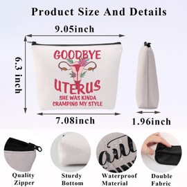 PLITI Hysterectomy Gift Hysterectomy Recovery Gift Goodbye Uterus She was Kinda Cramping My Style Uterus Makeup Bag for Women (Goodbye Uterus BagCA)