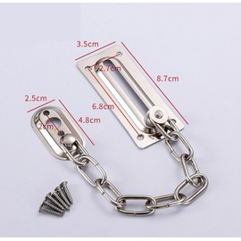 Door Chain Kit - 2pcs Chain Lock for Door Anti Theft Home Safe Nickel Plated Door Locks with Screws, Door Chain Internal Door Lock,Door Chains for Front Door, Easy Installation