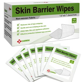 Carbou Skin Barrier Wipes - 100Pcs Skin Prep Wipes - Skin Adhesive Wipes to Create The Barrier Flim Between Skin and Attachments, Ostomy Protective Wipes to Increase The Adhesive.