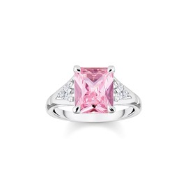 THOMAS SABO TR2362-051-9 Women's Ring with Pink and White Stones 925 Sterling Silver, Sterling Silver
