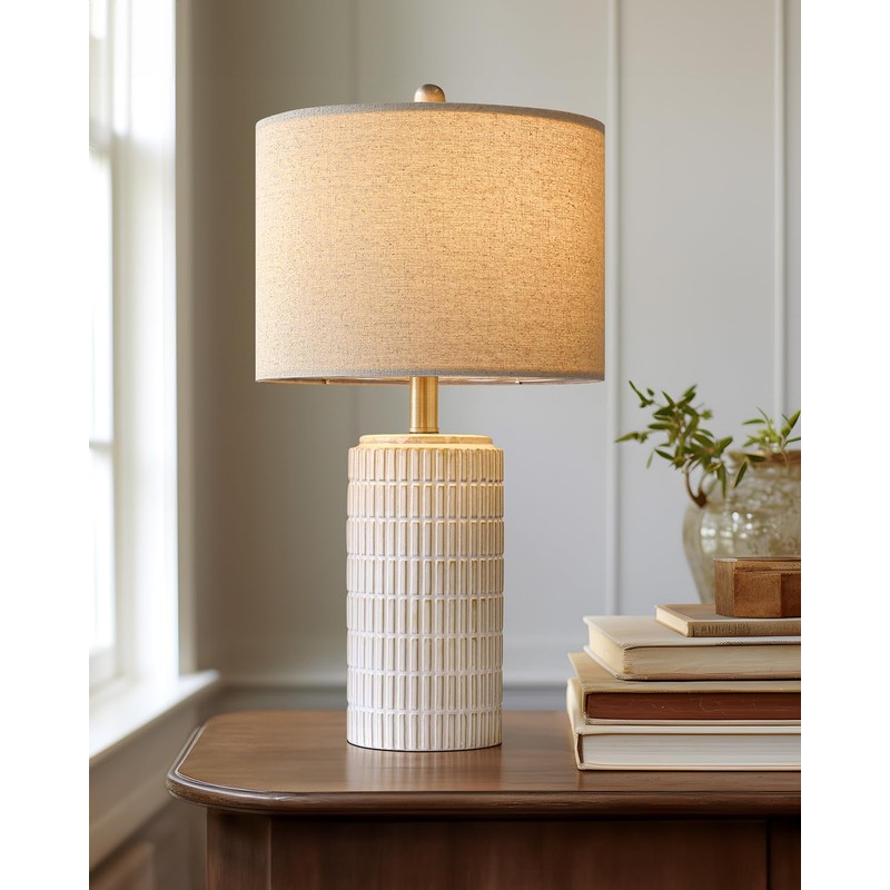 PoKat 23'' Bedside Table Lamp for Bedroom Nightstand - Ceramic