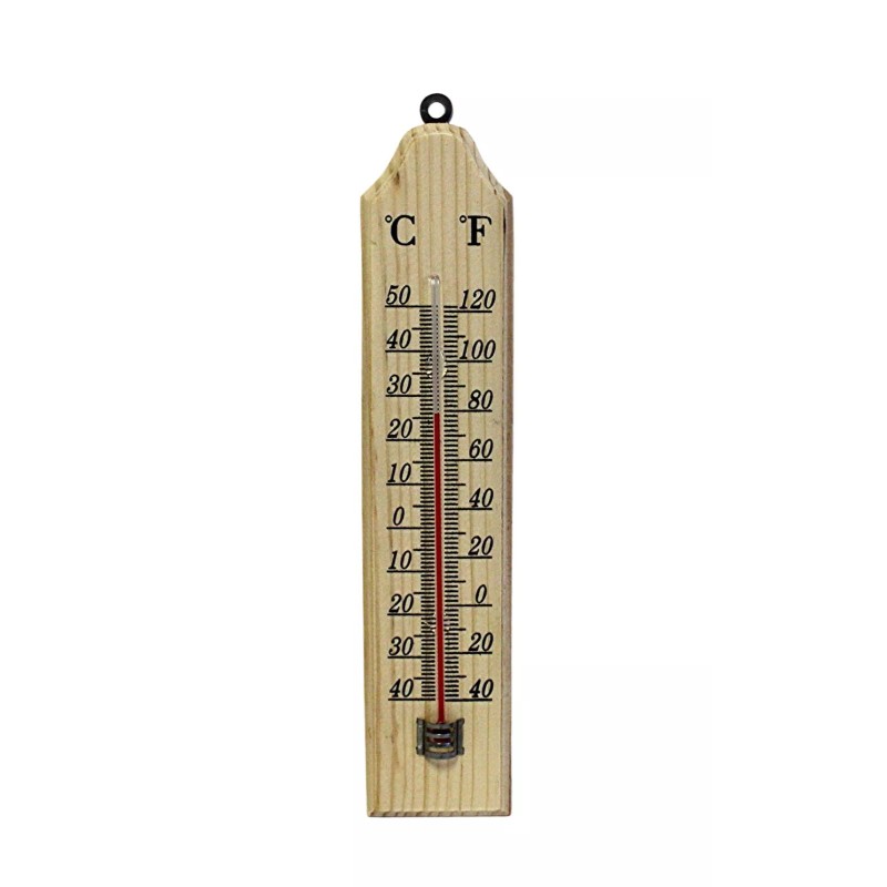Dependable Industries Wood Indoor Wall Thermometer with Double Scales Fahrenheit