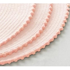 KKTECH Round Braided Placemats Set Of 4 For Dining Table, Waterproof and Washable Circle Table Mats - Non-Slip Heat-Resistant Vinyl Place Mats - 15 Inches Diameter (LIGHT PINK)