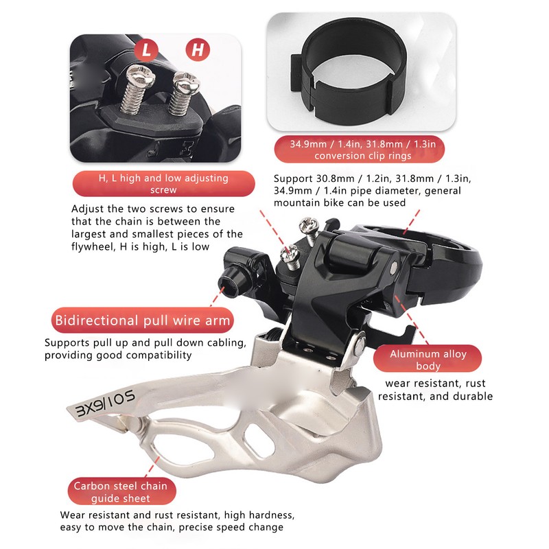 LeBycle 6/7/8 Speed Bike Front Derailleur Rustproof Bicycle Front Derailleur