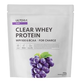 ULTORA ウルトラ クリア クリアプロテイン プロテイン グレープ風味 450g 人工甘味料不使用 国産 ホエイプロテイン ホエイ ぷろていん (リニューアルグレープ)