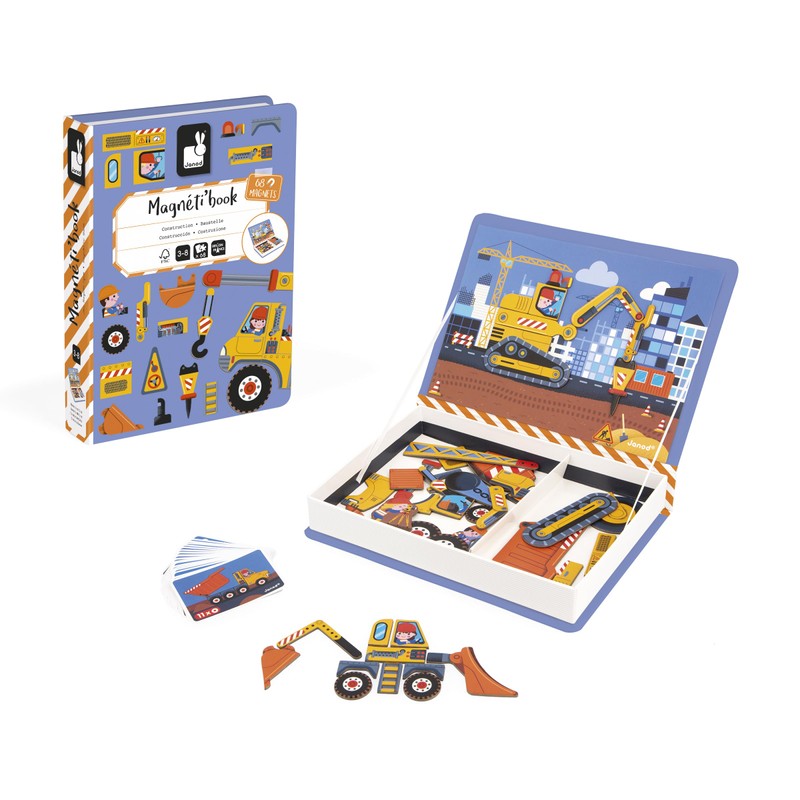 Janod - Magneti'Book Site vehicles - Educational Magnetic Game 50