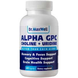 Dr. Maxwell Alpha GPC 600 mg  Uridina, un potenciador de colina. Mejor que Alpha-GPC o la uridina sola. La mejor fuente de colina 2 en 1, sin soya,...