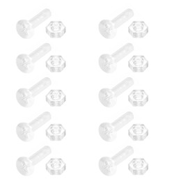 ChasCoCo M3 x 25mm Screw Nut Clear Acrylic Screw and Hex Nut Kit for Machine Accessories PC Plastic Plus Round Head Bolts Set of 10