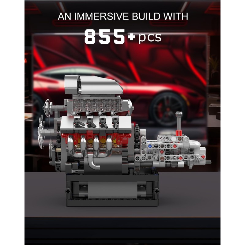 Mould King 10225 V8 Engine Model kit That Runs- Build