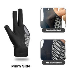 Riverruns Billiard Pool Glove for Left Hand 3 Finger, Snooker Cue Sport Glove for Men Women, Blue, M/L