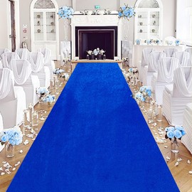 QueenDream Royal Blue Velvet Aisle Runner: 4.5FT x 20FT - Wedding Ceremony & Party Rug Runner