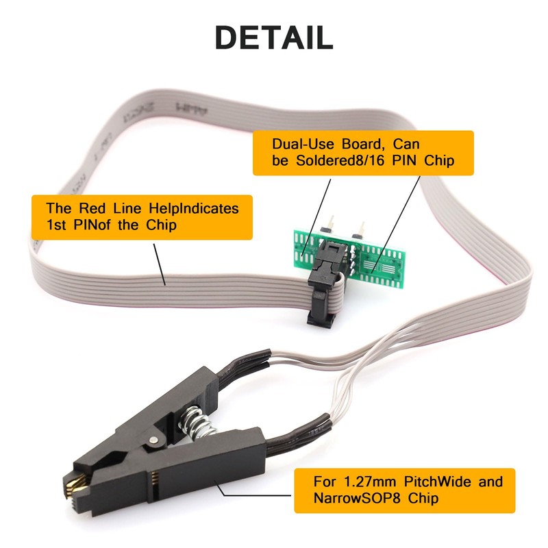 APKLVSR SOIC8 SOP8 Test Clip for EEPROM 25CXX / 24CXX,