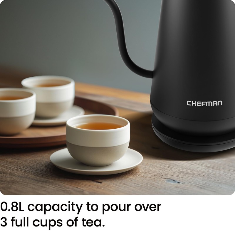 Chefman Gooseneck Electric Kettle, 0.8L Pour Over Tea Kettle for