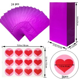 Artseen Party Favor Paper Bags for Party Celebration Treated Paper Bags 5.10X3.10X9.4 inches(24 CT)… (Purple)